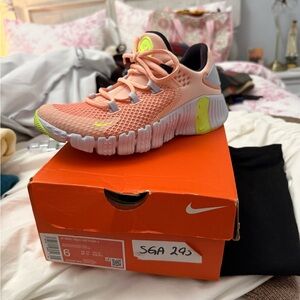 Nike Peach and Neon Yellow Women's Training Shoe